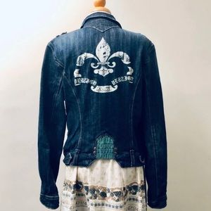 Vertigo Jean Fleur de Lis Graphics Moto Jacket 6